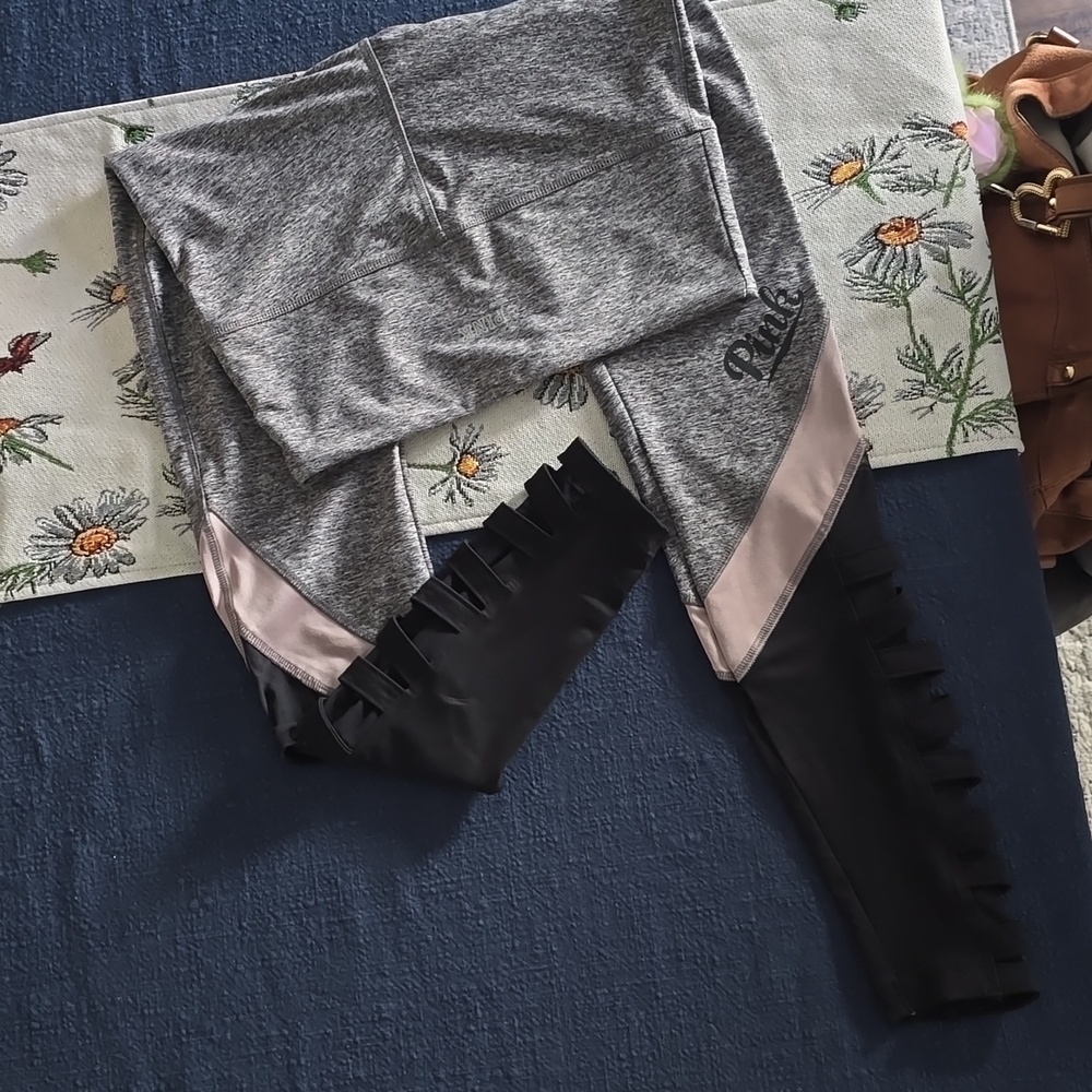 NWT PINK Victoria's Secret Ultimate Grey Black & Light Pink Leggings